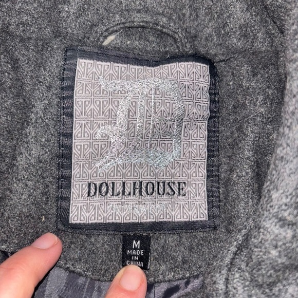 Dollhouse Woolblend Y2K Gray Button Up Zip Sweater Jacket Women’s M Winter Warm - Picture 7 of 13